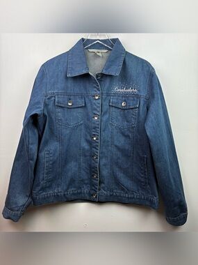 Nebraska Cornhuskers Bedazzled License House Denim Shacket